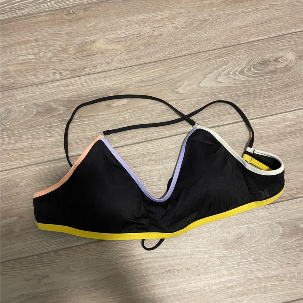 Hurley colour Block Cross Back Black Bikini Top
